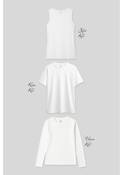 Basic O Yaka 3 Lü Paket Beyaz Kadın T-shirt Beyaz