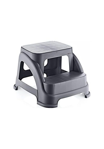İki Basamaklı Kaymaz Tabure - 120 Kg Taşıma Kapasiteli - Basamaklı Tabure - Sert Plastik Antrasit Belirtilmemiş