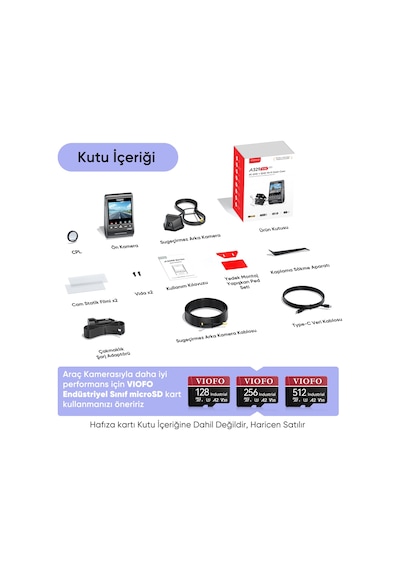 Viofo A329sw 2 Kameralı Ön+arka Su Geçirmez 4k 60fps+2k Sony Starvıs 2 Sensör Gps'li Araç Kamerası