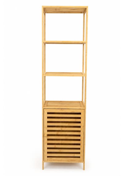 Robin Home Bambu Tek Kapaklı 4 Raflı Çok Amaçlı Düzenleyici Organizer Dolap Bej