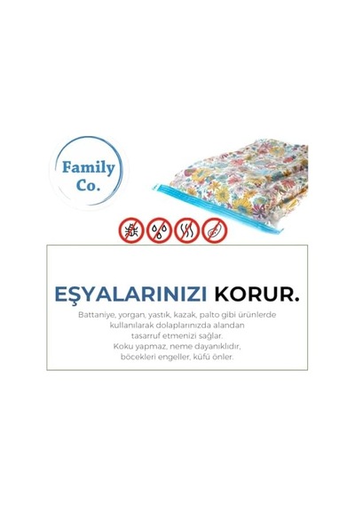Family Co. Vakumlu Hurç Poşet Setleri 5 Parça 50x70-2, 60x80-2, 80x100-1