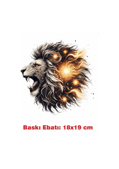 Aslan Burcu Temalı Ütü İle Yapışan Tekstil Kumaş Tişört Dtf Baskı 3563