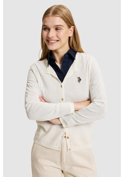 U.S. Polo Assn. Kadın Krem Basic Triko Hırka 50327569-vr256 İnci