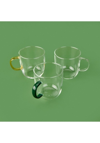 Delii Glassware Renkli Kulplu Borosilikat Cam Kupa - Asorti - 450 Ml