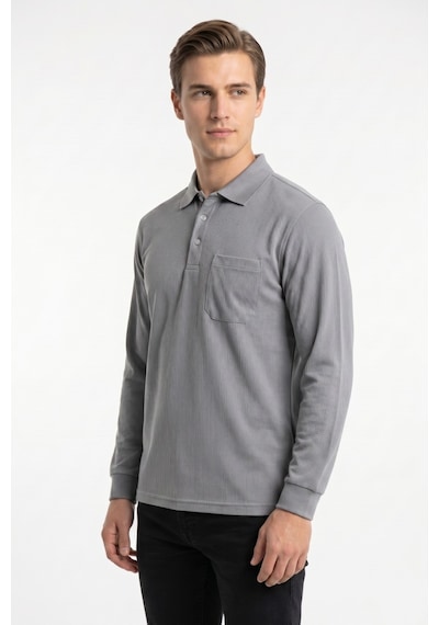 Dynamo Erkek Büyük Beden Mevsimlik Polo Yaka Cepli Sweatshirt Bgl-st05367 Gri
