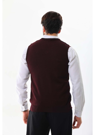 Pelikan Erkek V Yaka Yün Süveter 4p13 Bordo