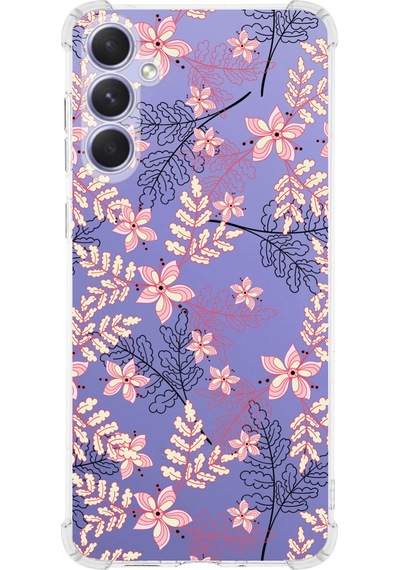 Samsung Galaxy A26 İle Uyumlu Floral Kırmızı Baskılı Şeffaf Köşe Korumalı Antişok Kılıf