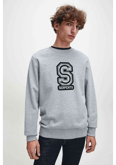 Riverdale Serpents Logo Baskılı Gri Melanj Erkek Sweatshirt