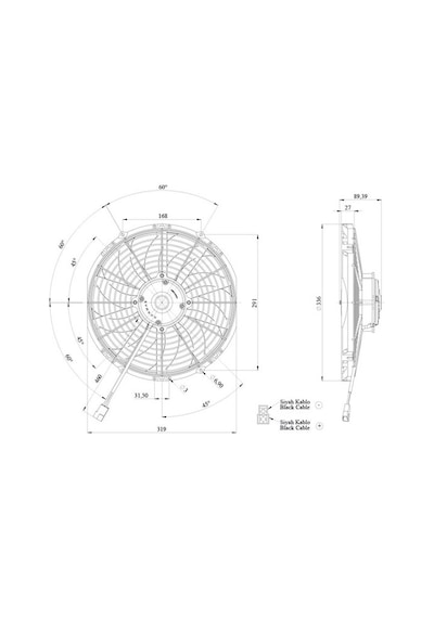 Kormas 12V Fan Motoru Emici Aksiyel 12 " Helis Kalın Motorlu N11.4530