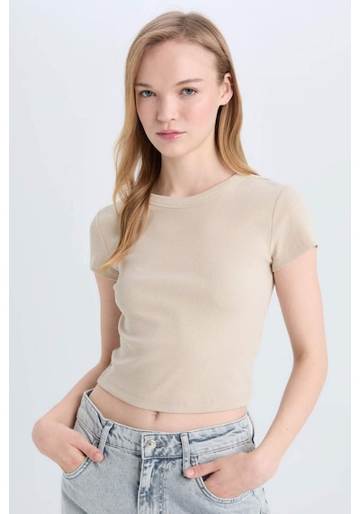 DeFacto Coool Fitted Fitilli Kaşkorse Basic Düz Kısa Kollu Tişört E0287AX25SMBG735 DeFacto Coool Fitted Fitilli Kaşkorse Basic Düz Kısa Kollu Tişört E0287AX25SMBG735