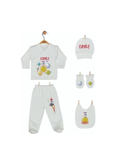 Pia Baby Gl 1922-05 İsme Özel Beşli Zıbın Set Krem