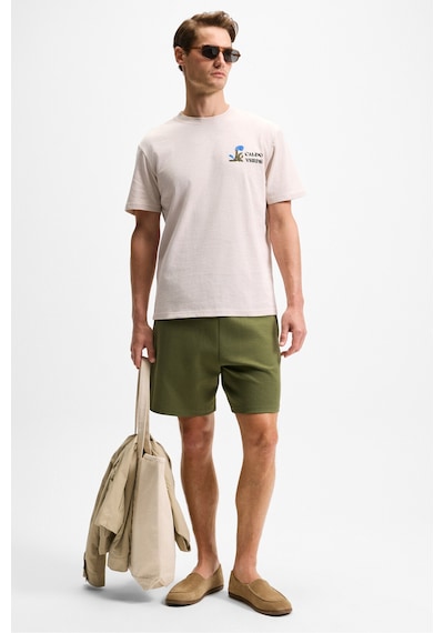 Grimelange TYRONE Erkek Beli Lastikli Arka Tek Cepli Relaxed Fit Haki Şort