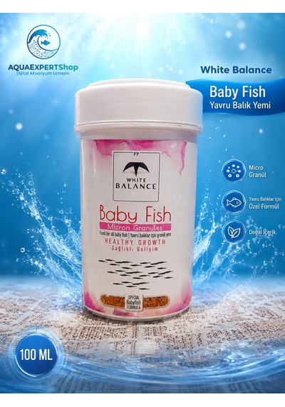 White Balance Baby Fish Granül Yem - Yavru Balık Yemi - Özel Formül - 100 Ml - Yavru Balıklar İçin Güvenli Kullanım