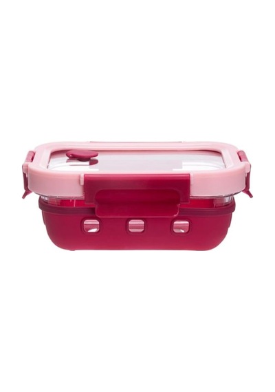 Dikdörtgen Kilitli Cam Saklama Kabı, 640 Ml Pembe Çok Renkli