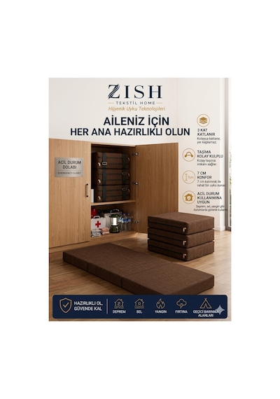 Zishome Çift Kişilik Multipurpose 5 İn 1 Antrasit Çift Kişilik Katlanır Süngerli Misafir Yer Yatağı Ve Balkon Minderi 7cm