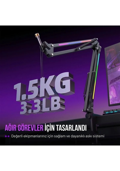 Fifine Ampligame Bm38 Rgb Profesyonel Oyuncu Mikrofon Standı