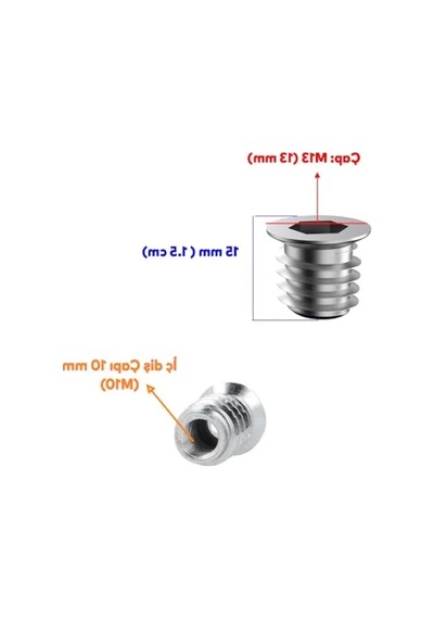 M10 Metal Düz Dişli Ahşap Dübeli - 50 Adet Set