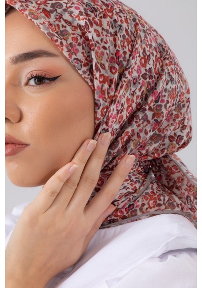 Silk Home Karanfil Desen Soft Pamuk Eşarp Nar Çiçeği
