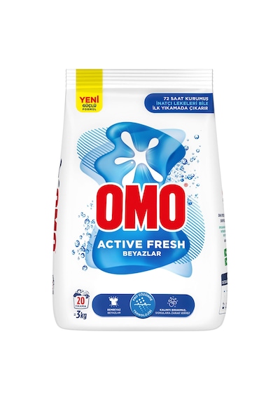 Omo Active Fresh Beyazlar 20 Yıkama Toz Çamaşır Deterjanı 3 Kg 2 Adet 2'li Set