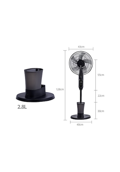 Uzaktan Kumandalı Buzlu Vantilatör Buharlı 2.8l Nemlendirici Fan