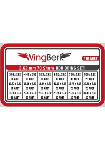 Wıngberk 2.62mm Kalınlık Oring Seti