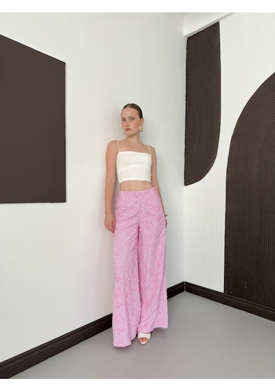 Verymoda Kabartma Motifli Pantolon F2156 Pembe