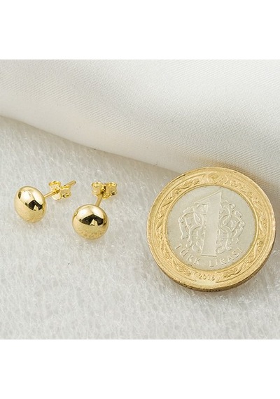 Aynalı 14 Ayar Altın Mini Top Küpe D31138-M