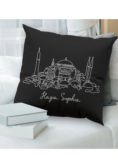 BK Gift İstanbul Tasarımlı Premium Kumaş Siyah Kırlent Yastık, Ev