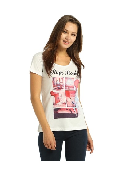 Bant Giyim - High Hopes Beyaz Kadın T-Shirt Tişört