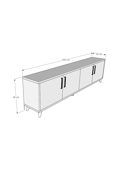 Asra Trend Tv Ünitesi T-03 %100 MDF 160 cm Tv Sehpası 4 Kapaklı Raflı Beyaz-Petra