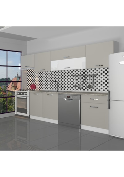 Decoraktiv Elite 280y Mdf Hazır Mutfak Dolabı - Tezgah Dahil - Kumtaşı Kum Beji