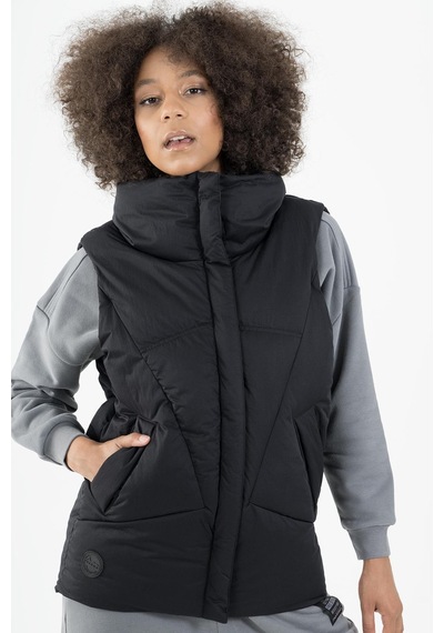 Maraton Sportswear Oversize Kadın Dik Yaka Kolsuz Basic Siyah-siyah Yelek 22955-siyah-siyah Siyah - Siyah