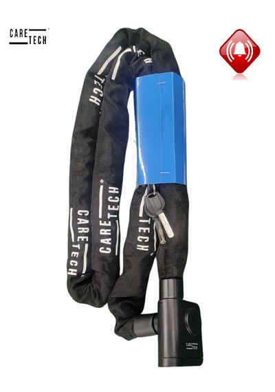 Caretech CT‑774 Zincir Kilidi 10mm Motosiklet/Bisiklet Çelik Alarmlı Kılıflı  1.8mt  ART 4 Yıldız Sertifikası