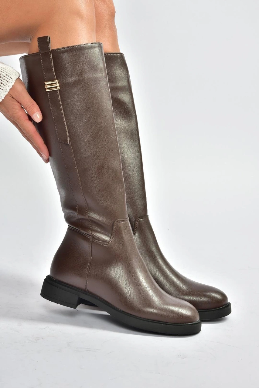 Fox Shoes V973000809 Kahverengi Klasik Kadın Çizme Kahverengi-suni Deri
