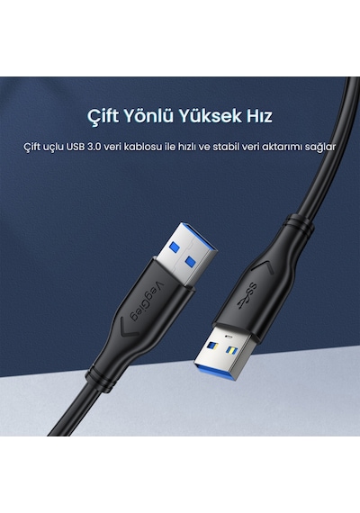 Veggieg Usb-a Male To Male Uzatma Usb 3.0 Kablo 5 Metre