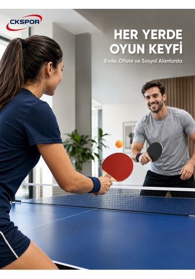 Ckspor Masa Tenisi Seti 2 Raket 4 Top Ve Portatif File Pinpon Oyun Seti