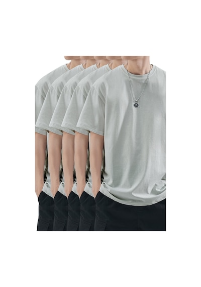 Uyguntarz Unisex Basic Model 5'll Tshirt Gri
