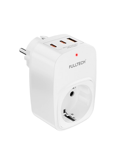 Fulltech Ftr-24 Çoklu Duvar Prizi 16a 3680w Beyaz 2x Usb-c + 1x Usb-a Şarjlı Priz Akım Korumalı Kablosuz