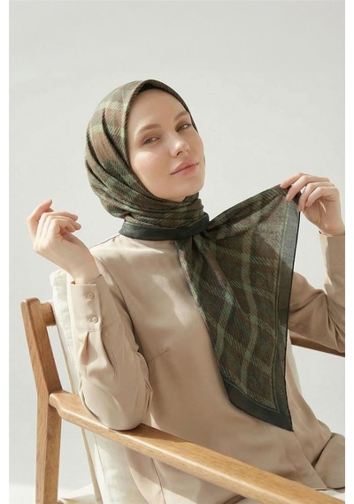 Silk Home Viskon Velora Eşarp Dört Mevsim Ekose Desen Antrasit 90x90 Çok Renkli