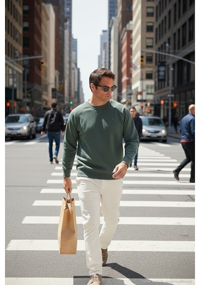 Buratti Streç Pamuklu Relaxed Fit Bisiklet Yaka Erkek Sweat 5901210 Haki