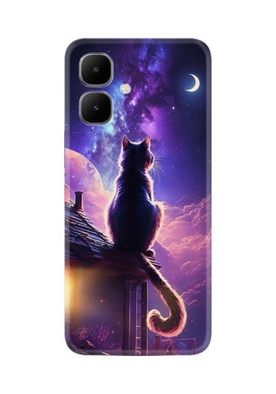 Infinix Smart 10 Kılıf Boutique Baskılı Resimli Damdaki Kedi Pcode -091