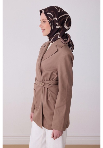 Belli İpek Eşarp - 4309-38 Kahverengi Twill