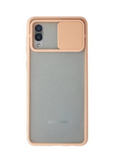 Samsung Uyumlu Galaxy A02 Kılıf Palm Buzlu Kamera Sürgülü Silikon - Pembe 1