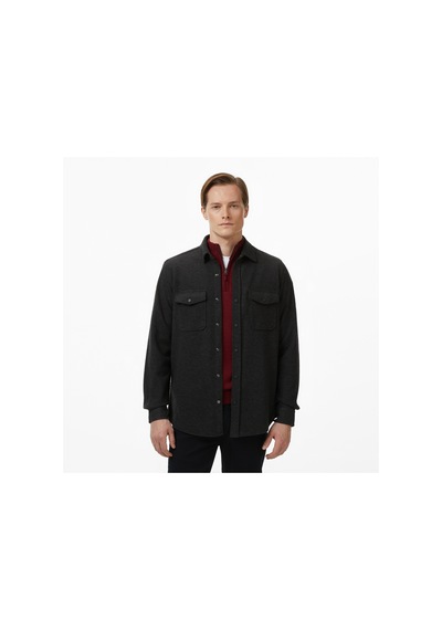 Nautica Erkek Siyah Classic Fit Gömlek Düz W57412t Gri