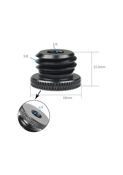 Ayex 1/4" Tripod Vidasını 5/8" Dönüştürücü Vida Adaptörü Siyah
