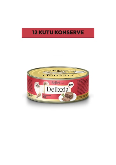 Delizzia Kıyılmış Dana Etli Yetişkin Kedi Maması 12 X 85 Gr.