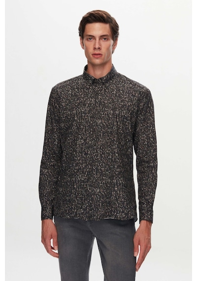 Twn Slim Fit Haki Baskılı Gömlek 3ec0221212591 Haki