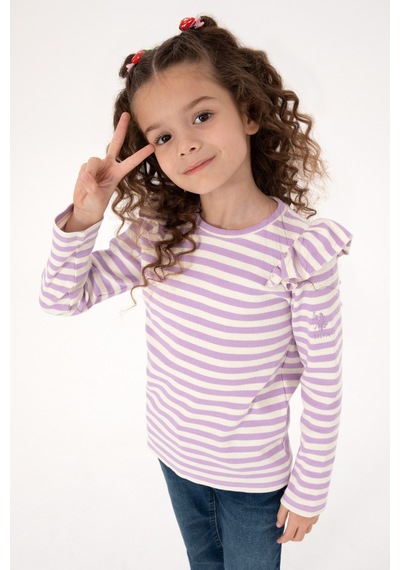 U.S. Polo Assn. Kız Çocuk Lila Çizgili Bisiklet Yaka Sweatshirt 50317983-VR034 U.S. Polo Assn. Kız Çocuk Lila Çizgili Bisiklet Yaka Sweatshirt 50317983-VR034