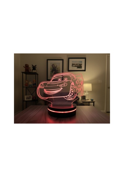 Mcqueen 3d Led Gece Lambası 10 Renk Dokunmatik Dekoratif Led Lamba