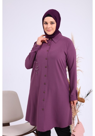 Ferace Buyuk Beden Tunik Tesettur Kadin Ayrobin Kumas 001